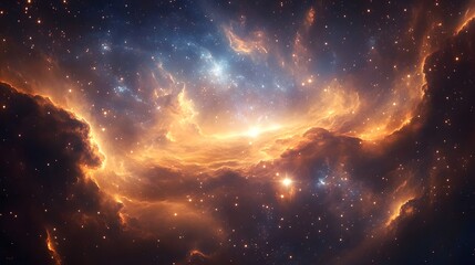 Serene cosmic scene with glowing galaxy and swirling nebula