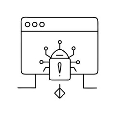 Computer screen displaying a cybersecurity alert with a bug icon, representing a potential threat, emphasizing the importance of digital safety and protection against malware attacks