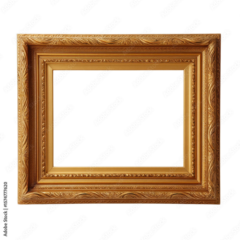Poster ornate golden picture frame for displaying art or photographs in a sophisticated setting transparent