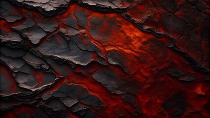 Rugged Lava Texture with Deep Red Orange Glow Crack Design