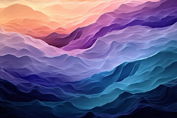 Abstract mountain landscape in vibrant colors and flowing lines.