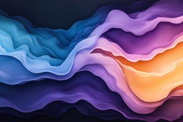 Abstract wavy lines in vibrant hues of blue, purple, and orange.