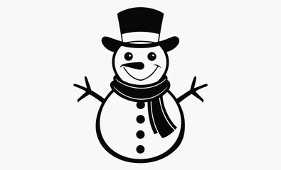 Christmas snowman silhouette, Christmas snowman silhouette, Christmas black snowman icon vector 