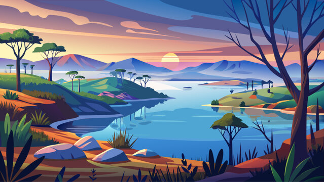 Lake Kariba, Zimbabwe/Zambia &ndash; Expansive reservoir reflects flooded forests and rolling hills, offering tranquil water-land balance at dusk.