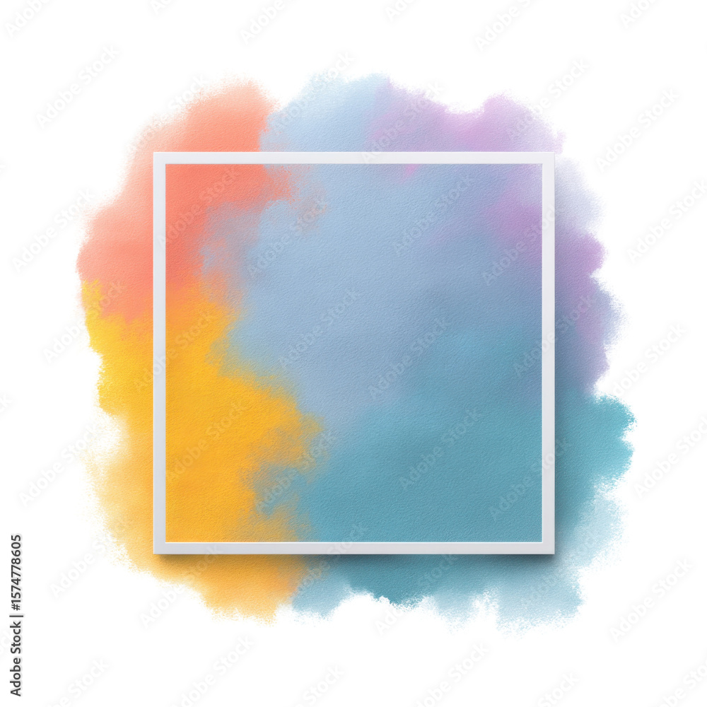 Poster abstract watercolor background with vibrant colors and a blank frame for creative design projects an