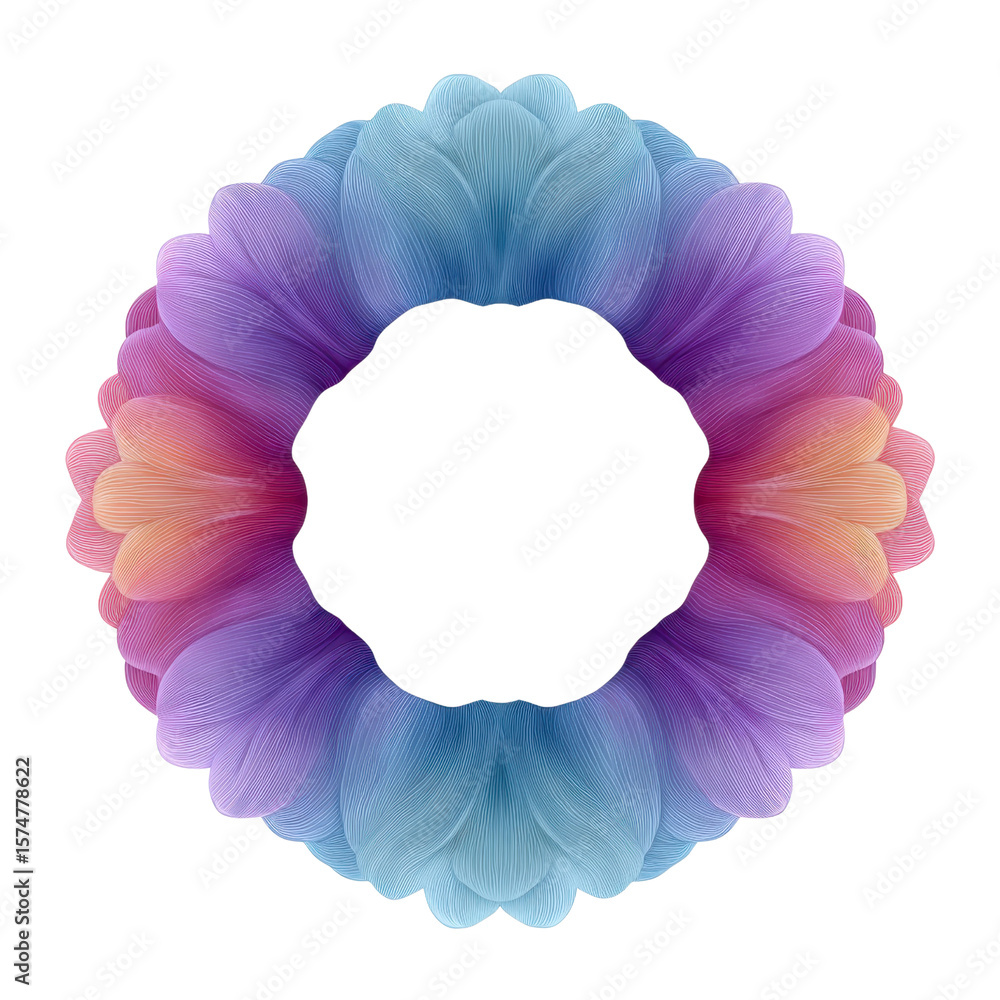 Poster abstract circular pattern with colorful curved lines creating floral design and elegant visual appea