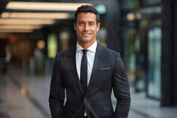 Fototapeta premium young businessman standing confidently in suit