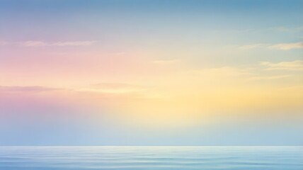 Pastel Sky Meets Calm Ocean: A Serene Coastal Horizon at Sunset