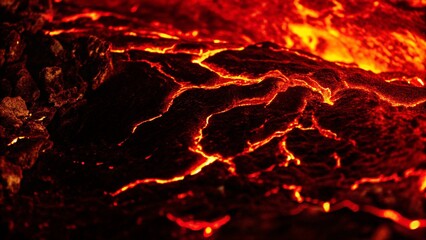 Bright Molten Lava Texture with Orange Red Flow Crack Design