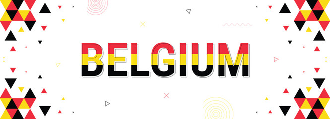 Belgium nation banner, national independence celebrations and festivals, flag colors combination, abstract background, geometric pattern design with shapes