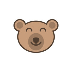 Cute bear head icon. Smiling teddy bear face. Adorable animal vector illustration on white background.