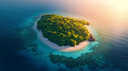 Peaceful tropical island surrounded by serene blue waters