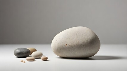 Smooth Stones on Neutral Background: Minimalist Still Life
