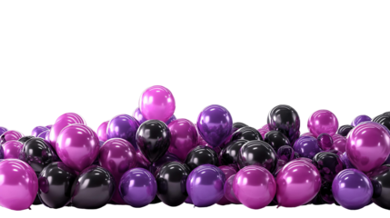 golden and black  , puple and black , red and black , pink and dark pik hd balloons bunch on floor transparent PNG, isolated background cutout. Background copy space, balloon, festive, celebration png