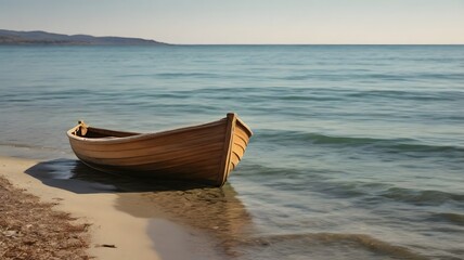 Tranquil Wooden Boat on a Sandy Shore