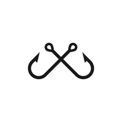 Two crossed fishing hooks. Vector logo and icon on a white background.