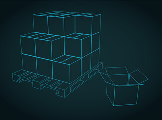 Cardboard boxes on a wooden pallet illustration
