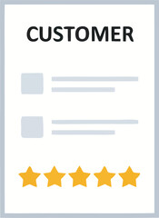 A customer feedback form with rating stars, likely for online reviews.