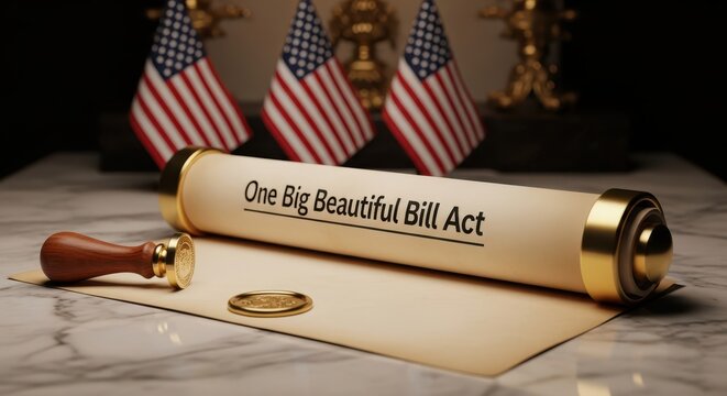 An official bill act document with american flags and a seal - Powered by Adobe