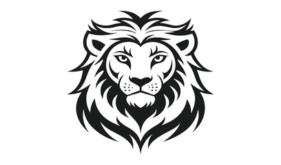Stylized black and white lion head illustration