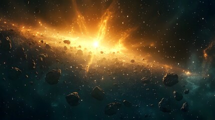 Luminous asteroid field drifting through the cosmic void