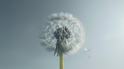 white beautiful  dandelion on monochrome concept