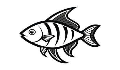 Fototapeta premium Striped fish illustration black and white design