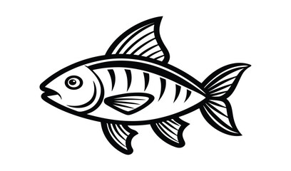 Black and white line art fish illustration