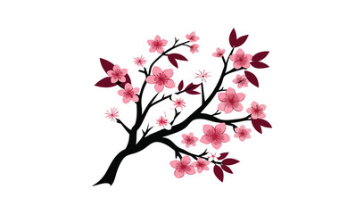 Pink blossom branch spring floral design element