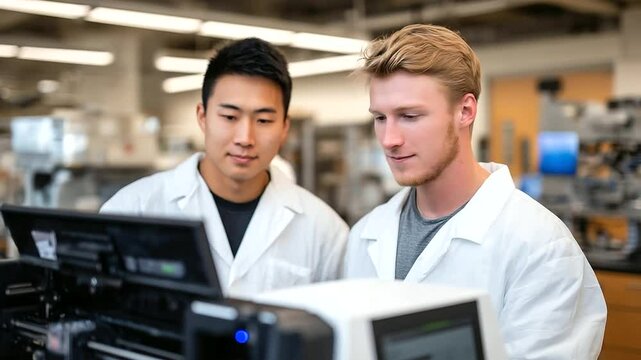Engineers in a sterile food D-printing lab test edible prototypes of plant-based protein designs