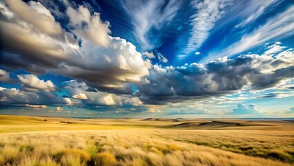Dramatic Sky Over Golden Prairie Landscape