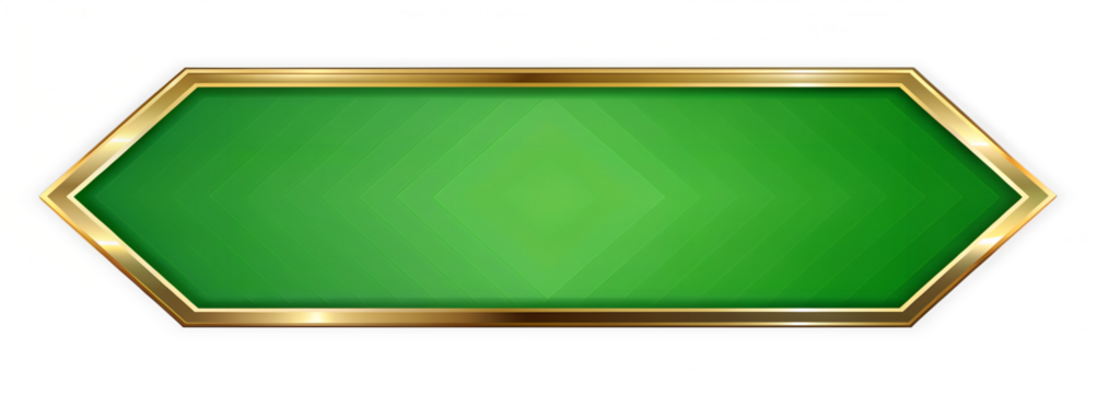 Green Hexagon Banner with Gold Frame on transparent background