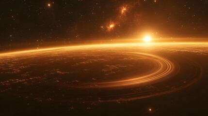 Distant Planet with Stunning Rings in the Cosmos