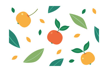 Obraz premium Modern Seamless Pattern Of Leaves And Fruits On White