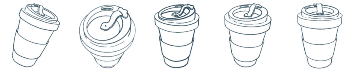 Cozy Minimal Coffee Cups Line Art for Modern Cafe and Branding Design