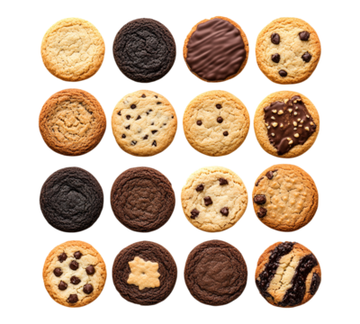A collection of cookies with different flavors and toppings