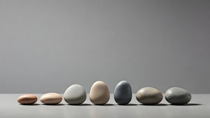 A Row of Smooth Stones in Varying Shades of Gray and Beige