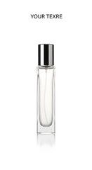 Perfume bottle fragrance scent aroma essential oil clear glass container luxury beauty product mockup design