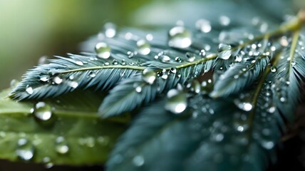 Dew-Kissed Feather: A Macro View of Water Droplets on Delicate Plumage