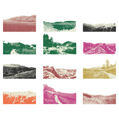 Cutout Halftone Nature Landscape with Retro Art Texture Effect
