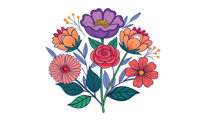 Vibrant floral bouquet illustration design