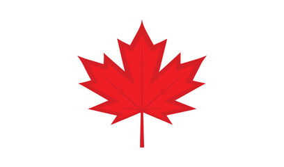 Single red maple leaf simple design illustration