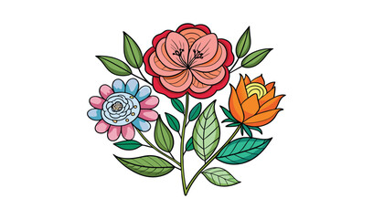 Vibrant colorful flower bouquet illustration