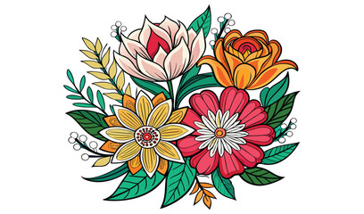 Vibrant floral bouquet illustration design