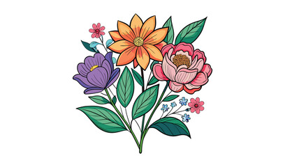 Vibrant colorful flower bouquet illustration