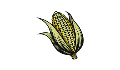 Hand drawn illustration of fresh corn on the cob