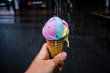 Ice Cream vs. Rain: A Sudden Downpour Meltdown
