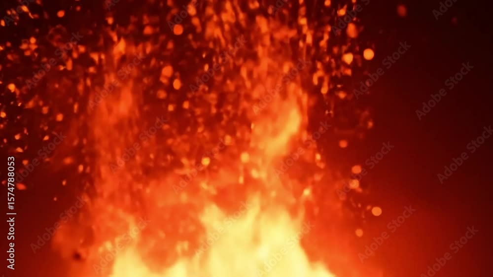 Poster dynamic fire simulation with fiery particles and intense heat visual effects background