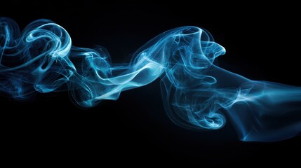 Fototapeta premium Abstract Blue Smoke Swirls on Black Background Elegant Design Texture