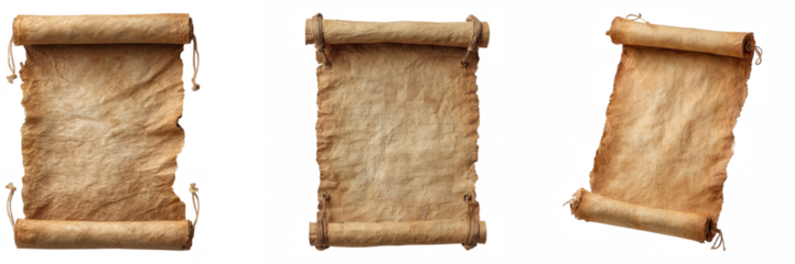 Vintage Ripped Rolled Scroll Antique Paper on transparent background
